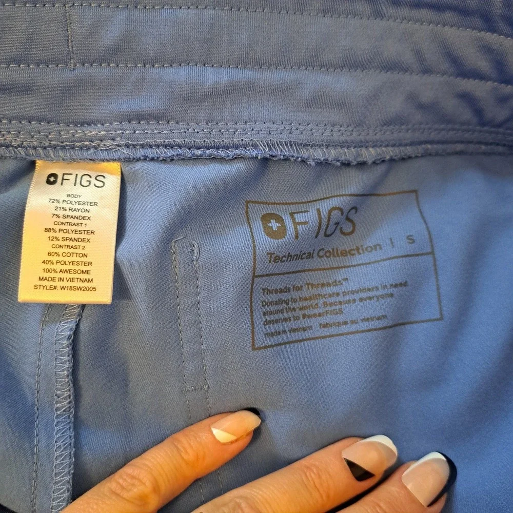 Figs Technical Collection Scrub Set Blue V-Neck Top Jogger Pants Small W18SW2005